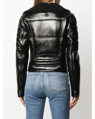 Philipp Plein シアリングトリム付きモトジャケット - サムネイル4