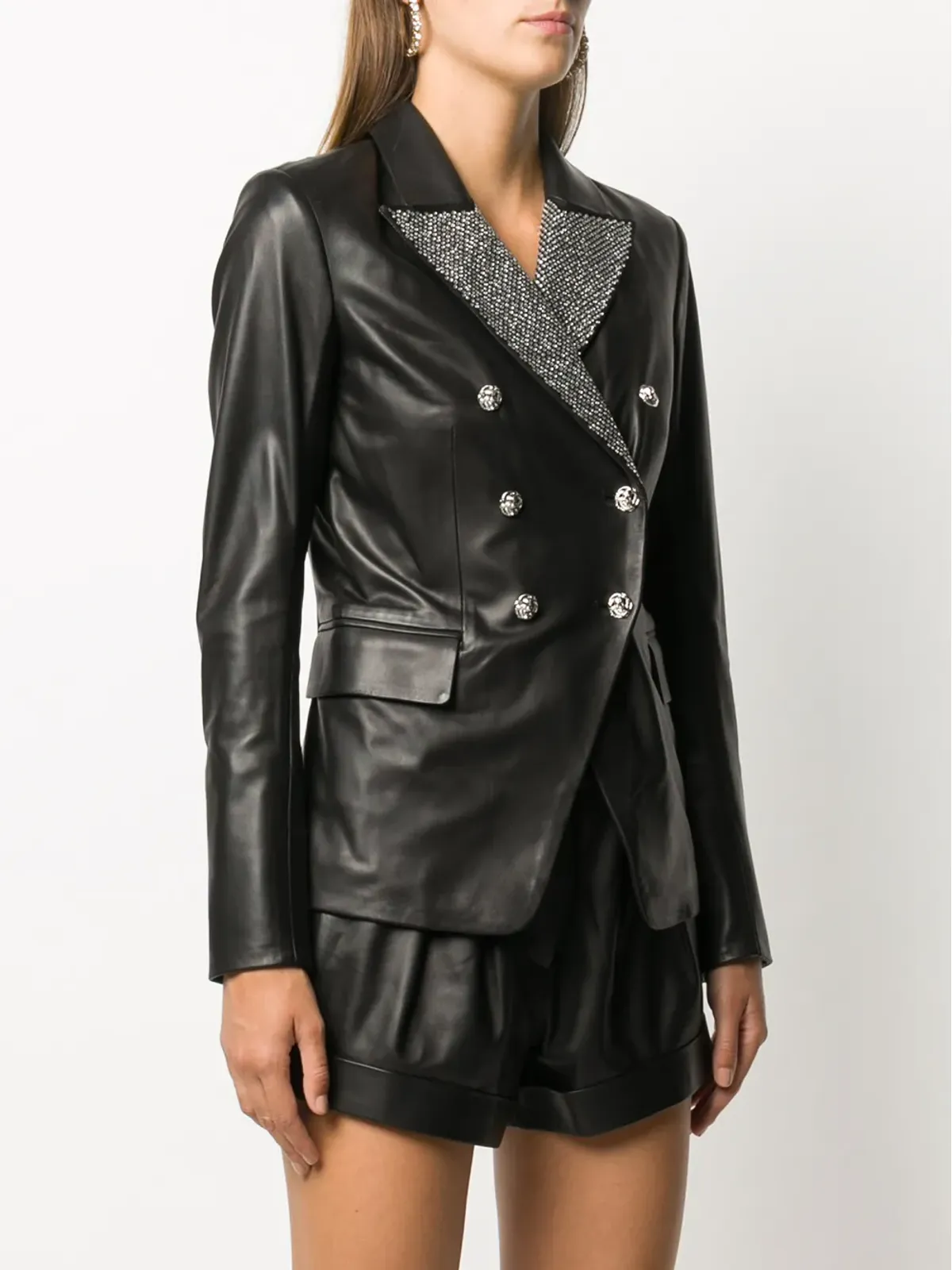 Philipp Plein クリスタル装飾 ダブルブレストジャケット - ブラック - 画像3