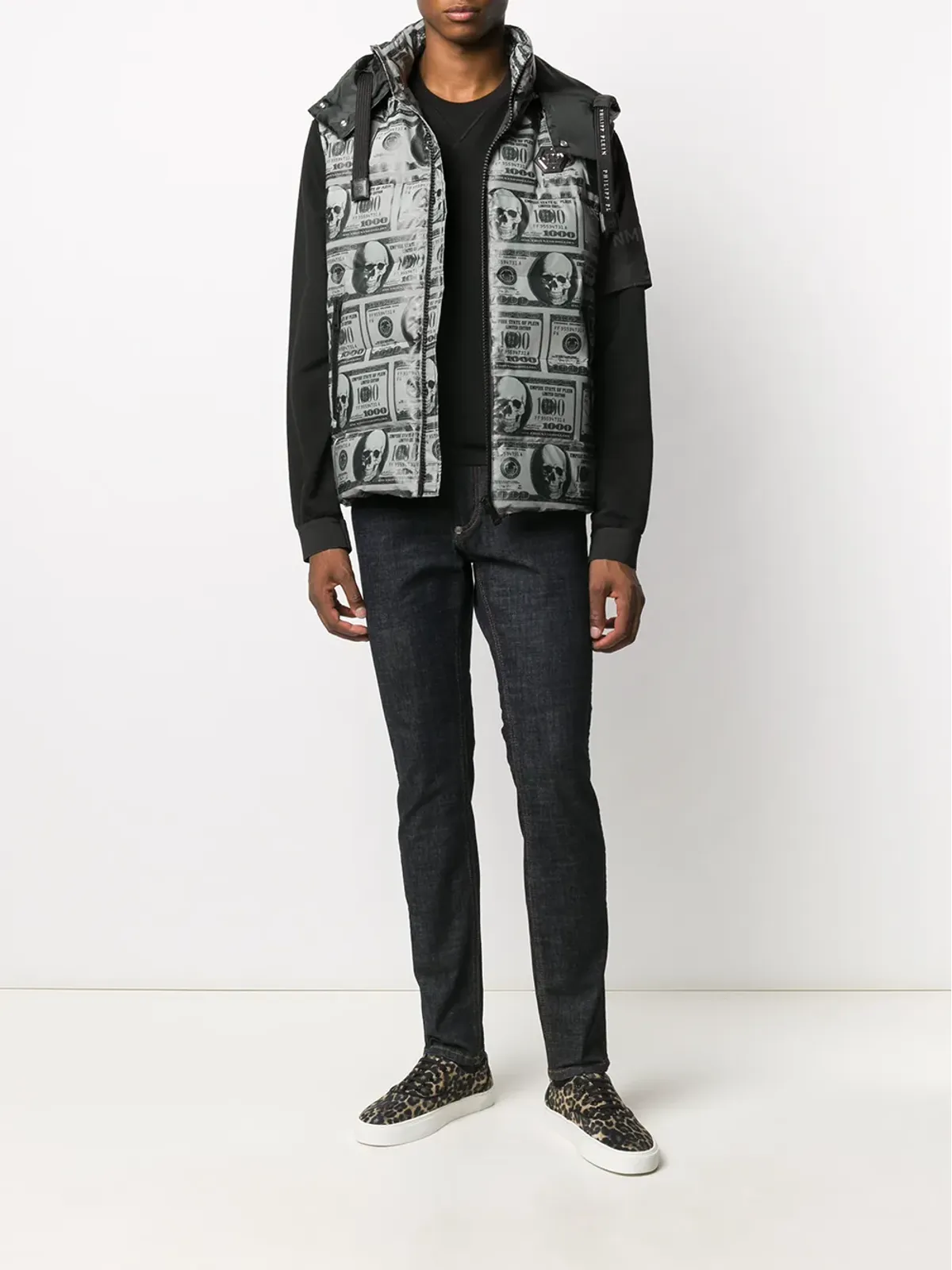 Philipp Plein スカルダラー フェザー ダウン ベスト - グレー - 画像2
