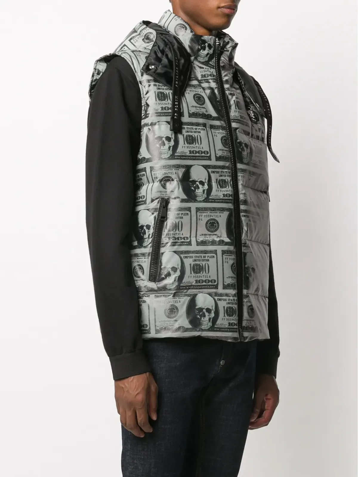 Philipp Plein スカルダラー フェザー ダウン ベスト - グレー - 画像3