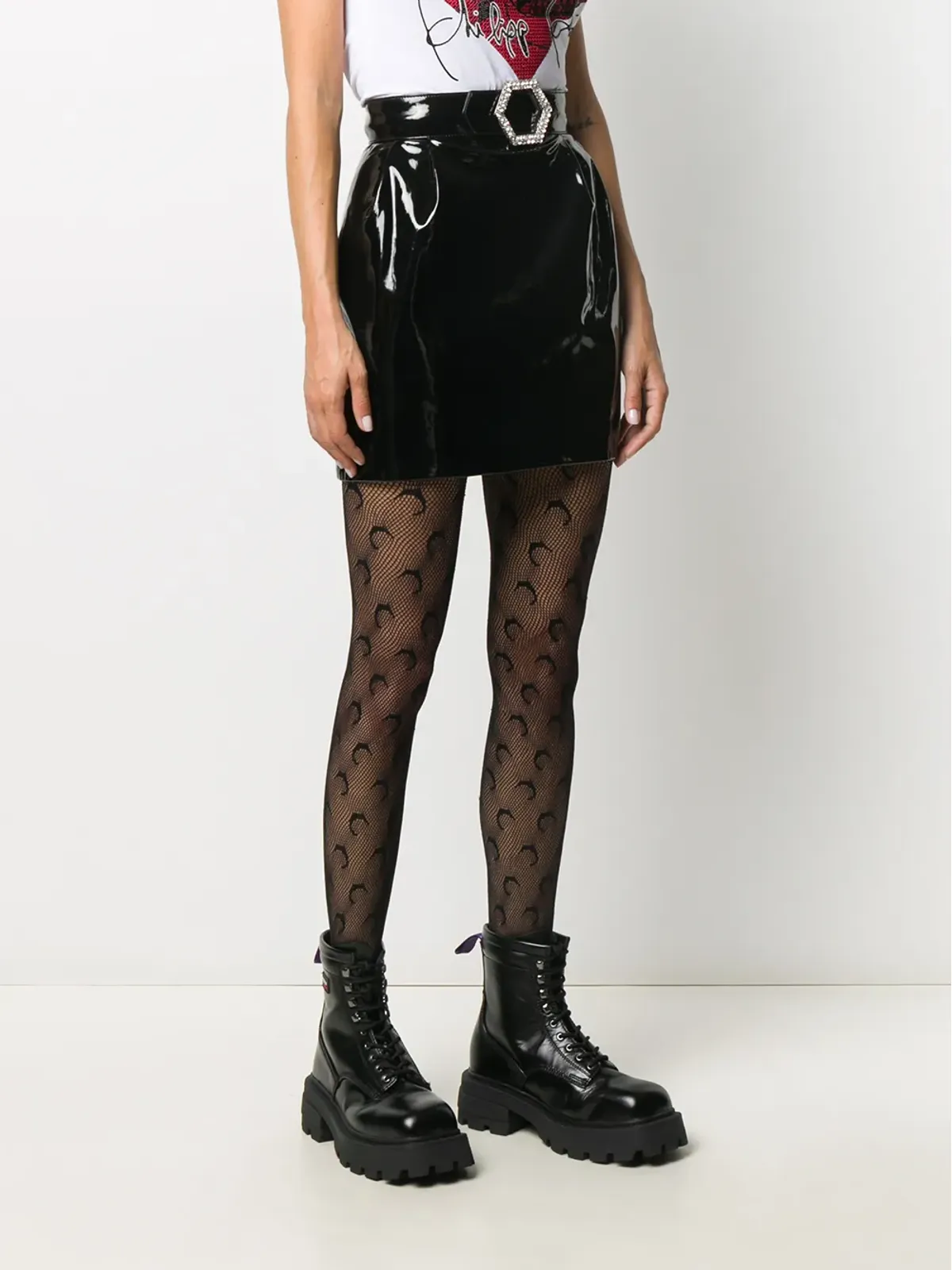 Philipp Plein パテントミニスカート - 画像3