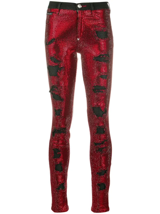 Philipp Plein Philipp Plein クリスタル装飾スキニージーンズの商品画像