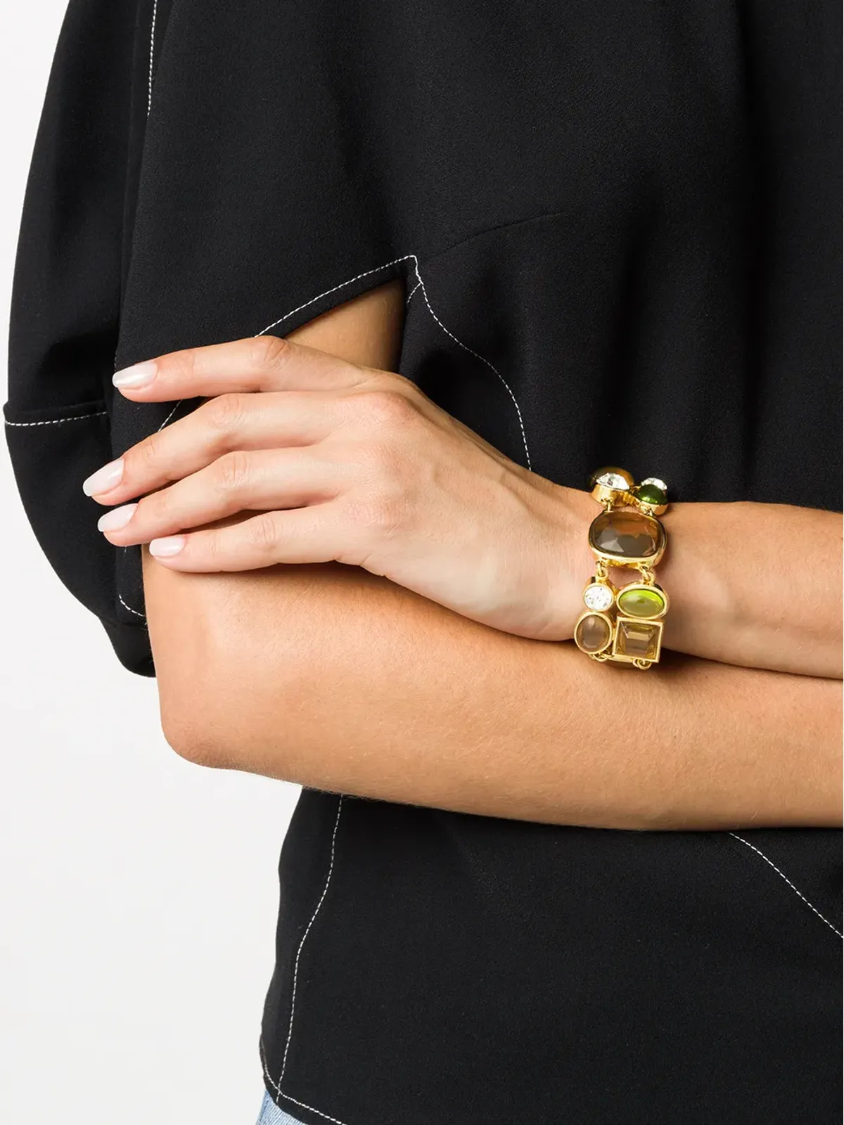 Susan Caplan Vintage 1980s D'Orlan gemstone-embellished bracelet - Gold - 画像2