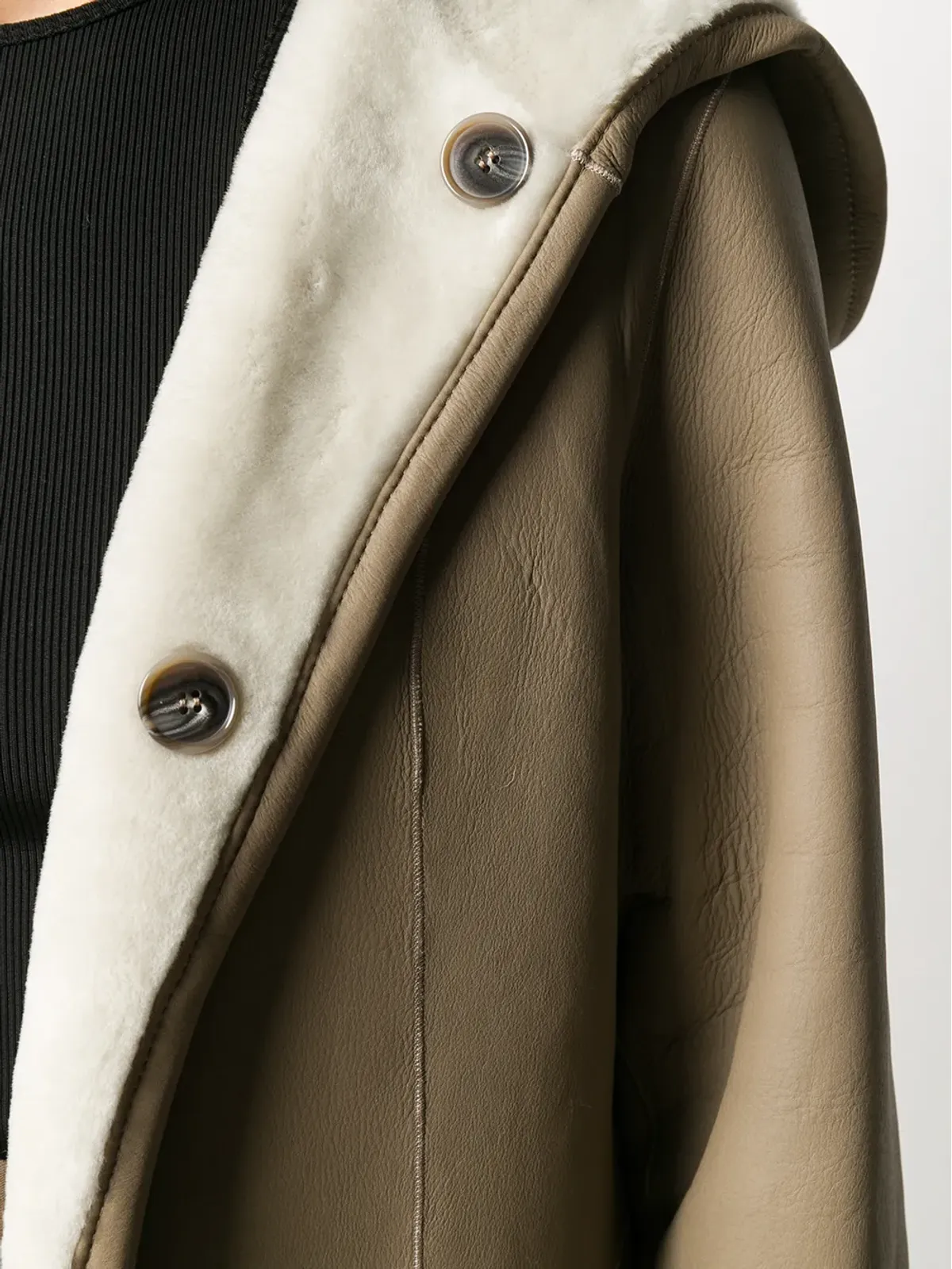 Liska reversible hooded leather coat - Brown - 画像5