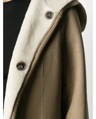 Liska reversible hooded leather coat - Brown - サムネイル5