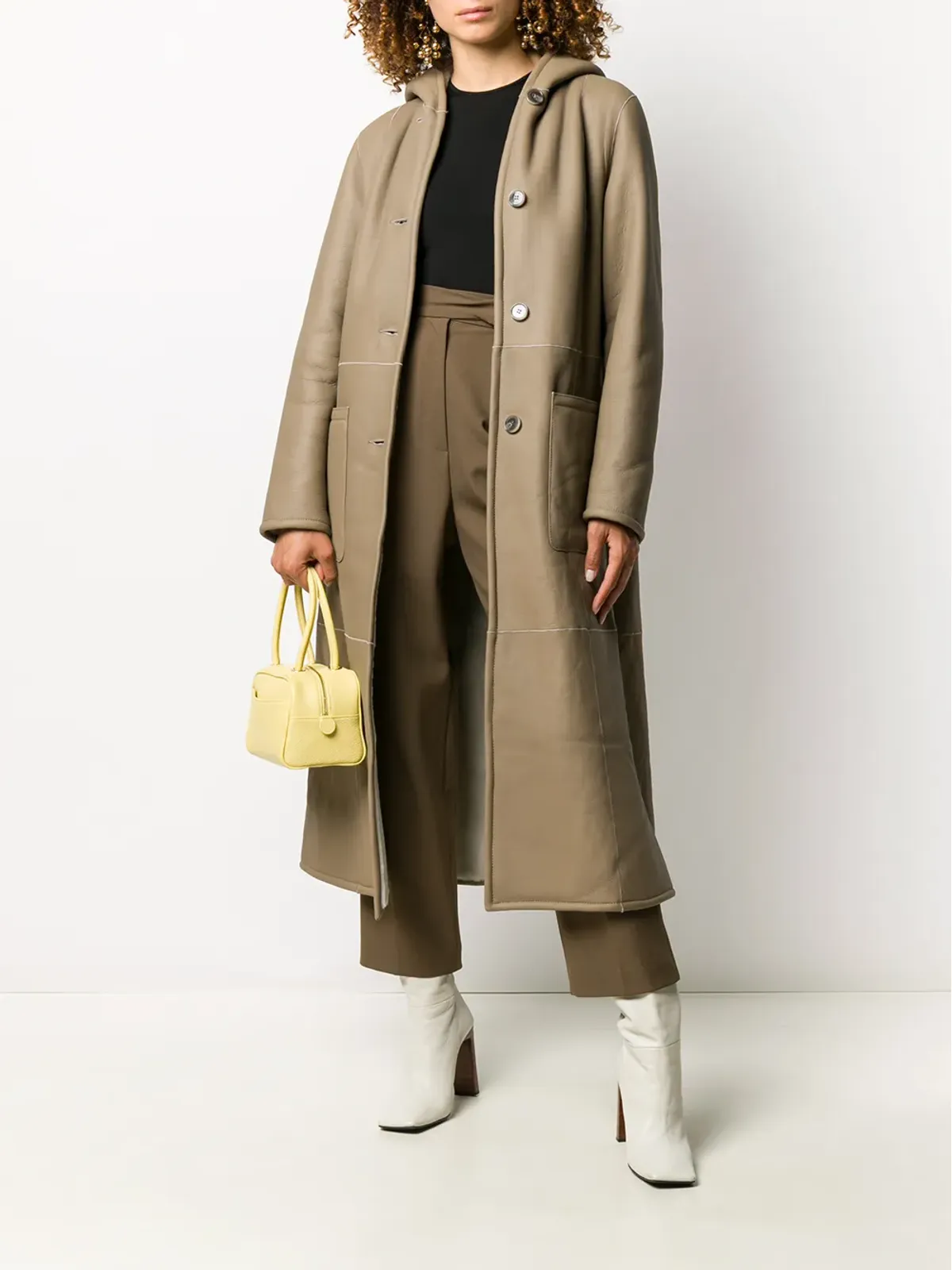 Liska reversible hooded leather coat - Brown - 画像2