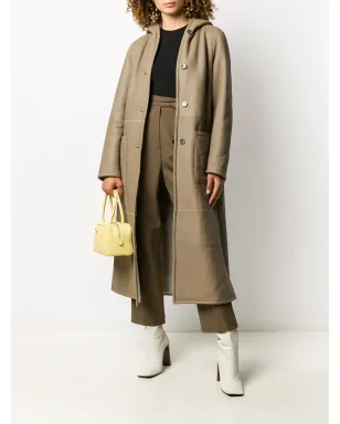 Liska reversible hooded leather coat - Brown - サムネイル2