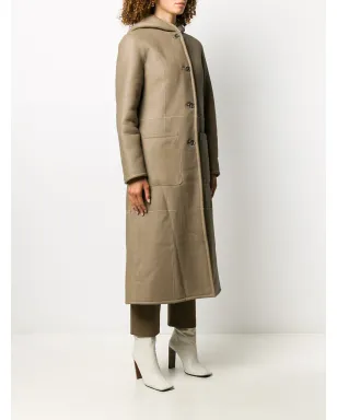 Liska reversible hooded leather coat - Brown - サムネイル3