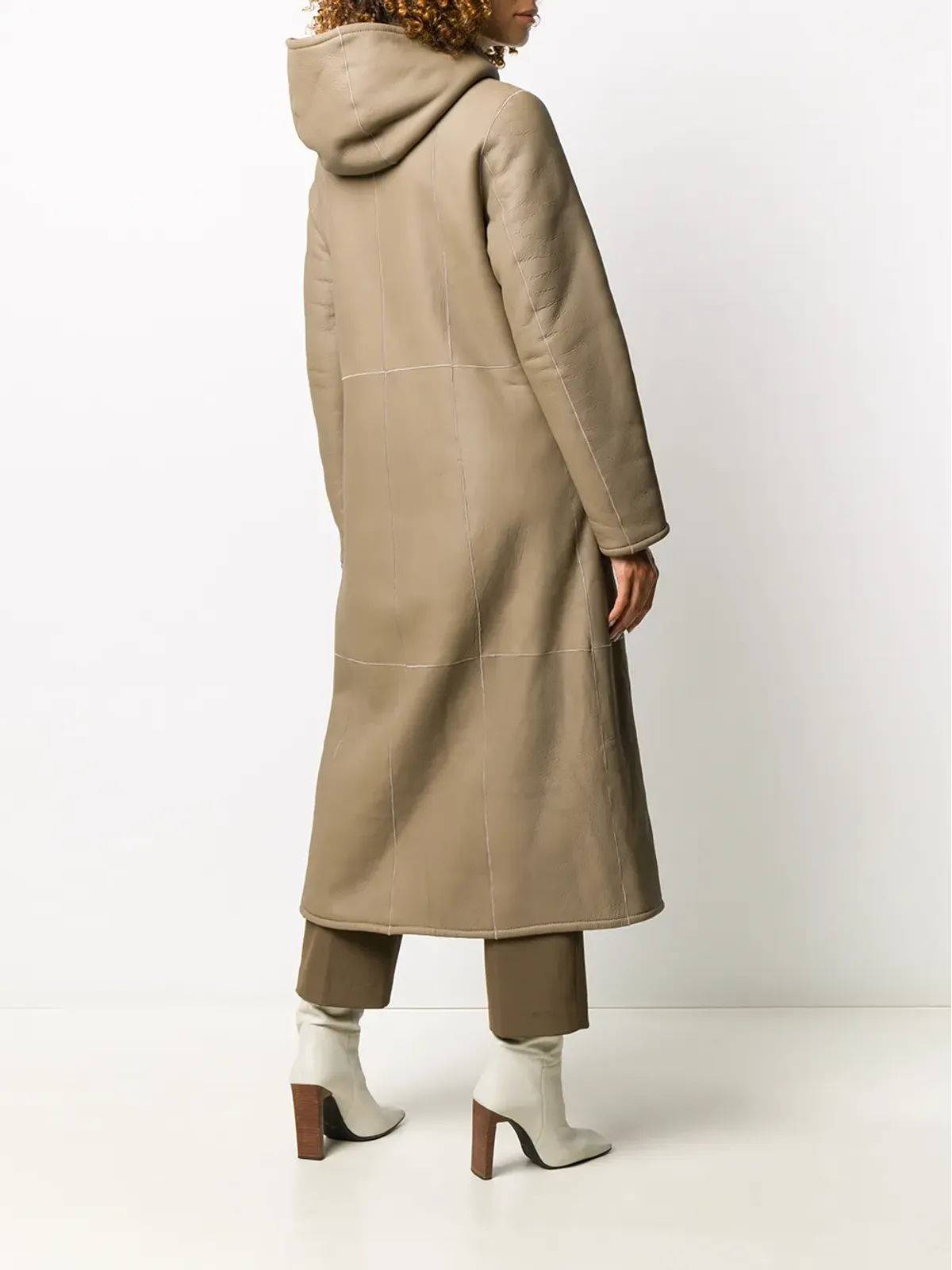 Liska reversible hooded leather coat - Brown - 画像4
