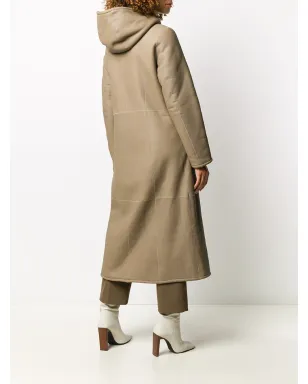 Liska reversible hooded leather coat - Brown - サムネイル4
