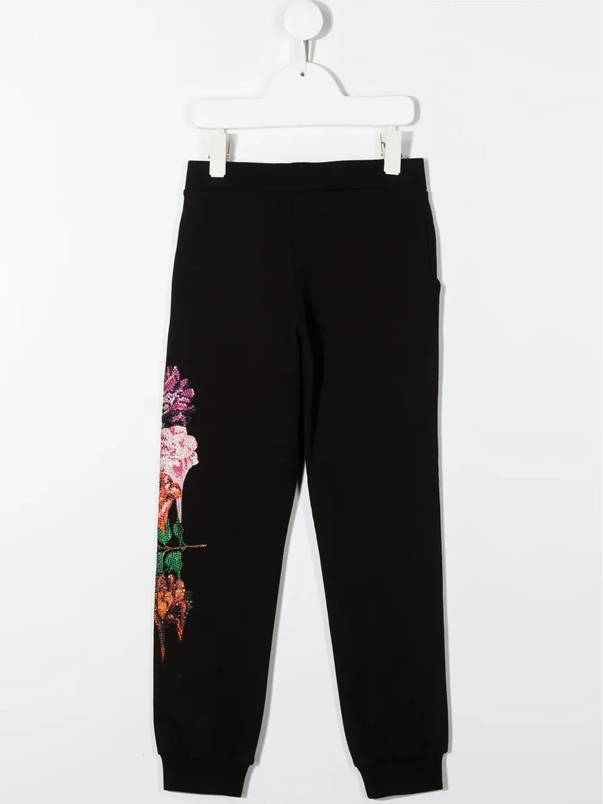 Philipp Plein Junior ラインストーン付き 花柄プリントパンツ ブラック - 画像2