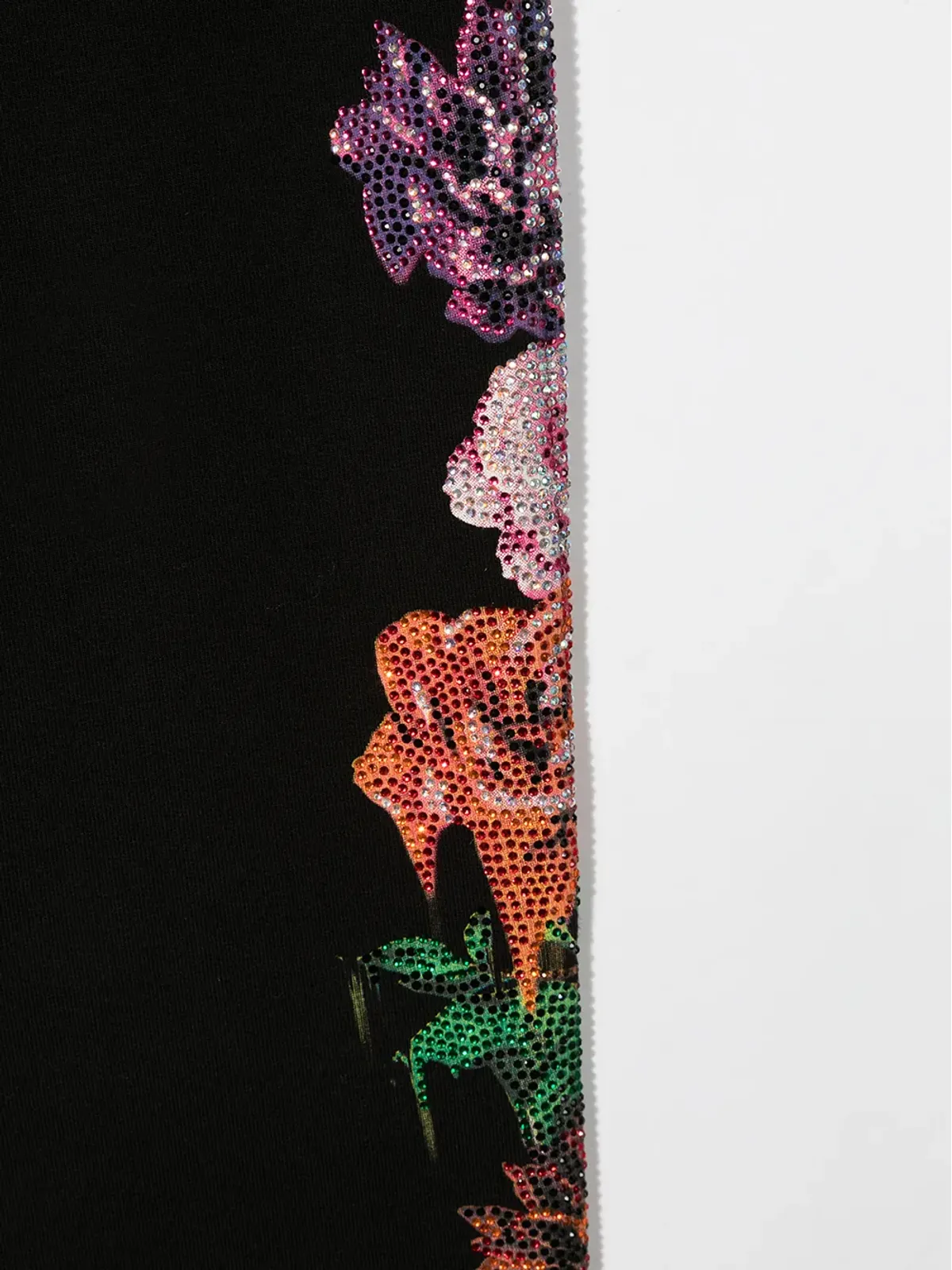Philipp Plein Junior ラインストーン付き 花柄プリントパンツ ブラック - 画像3