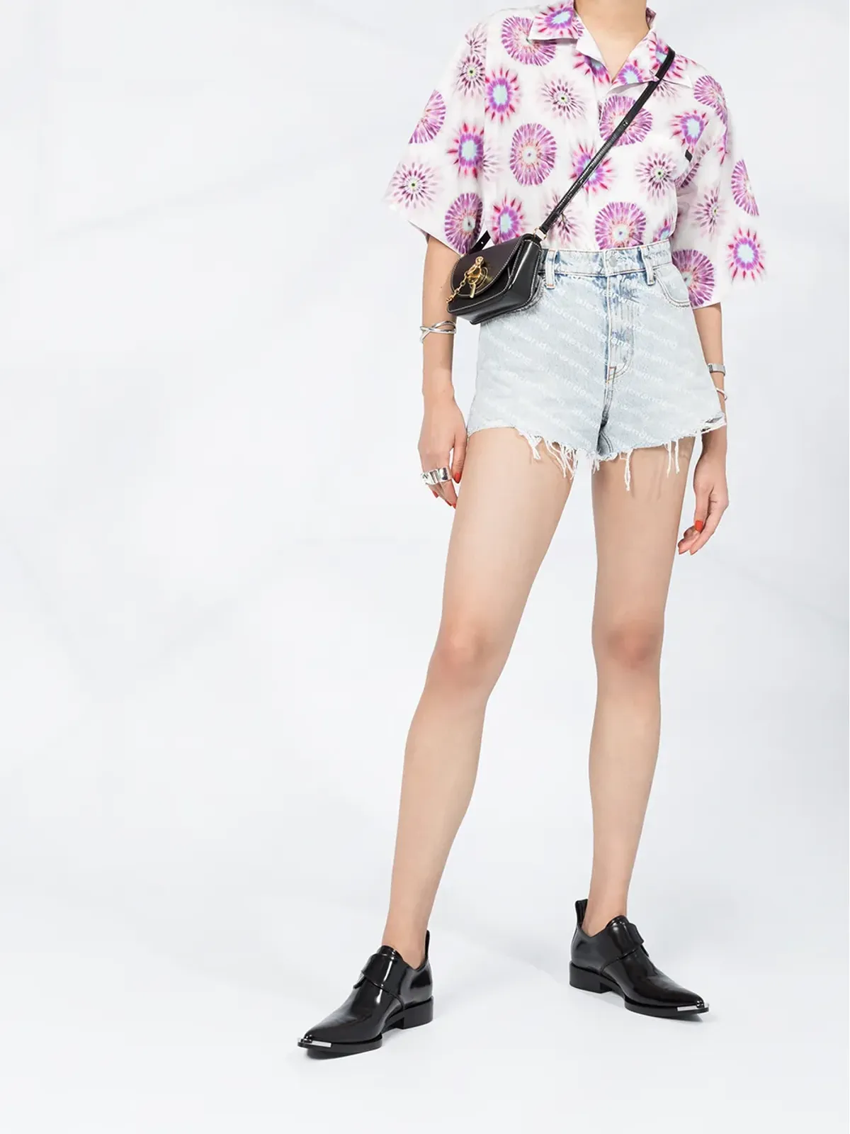 Alexander Wang ロゴプリントデニムショーツ - 画像2