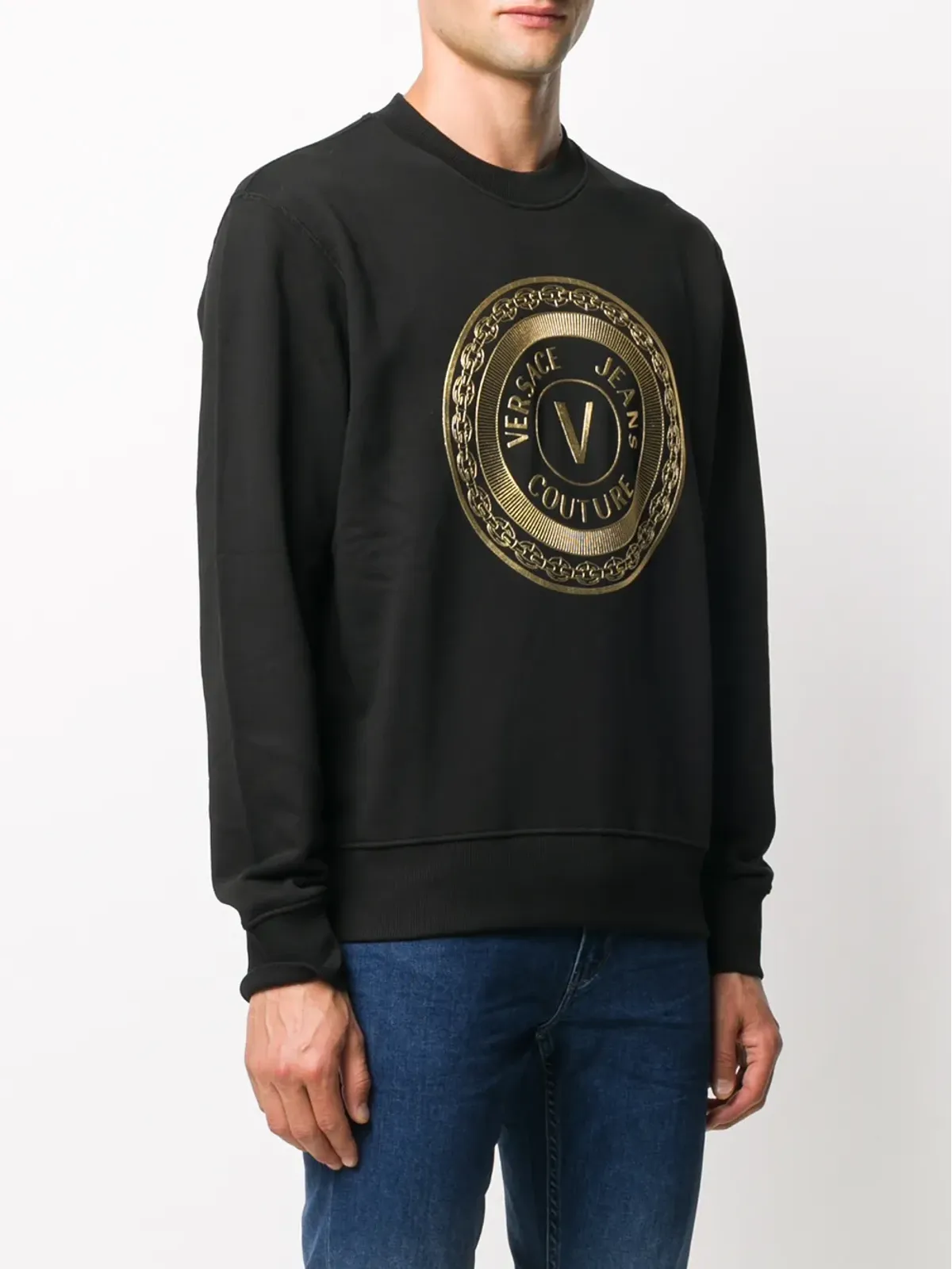 Versace Jeans Couture メタリックロゴプリント ジャンパー（ブラック） - 画像3