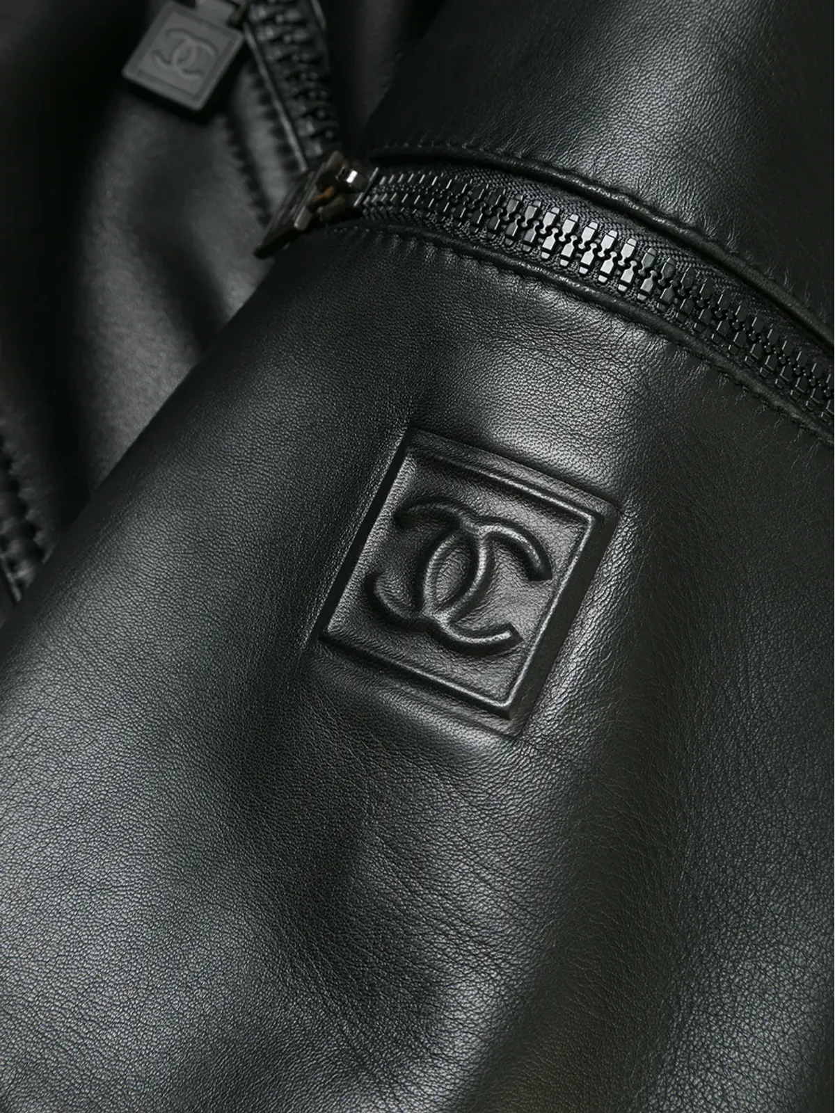 CHANEL Pre-Owned 2004 Sport Line フード付きレザージャケット - ブラック - 画像5