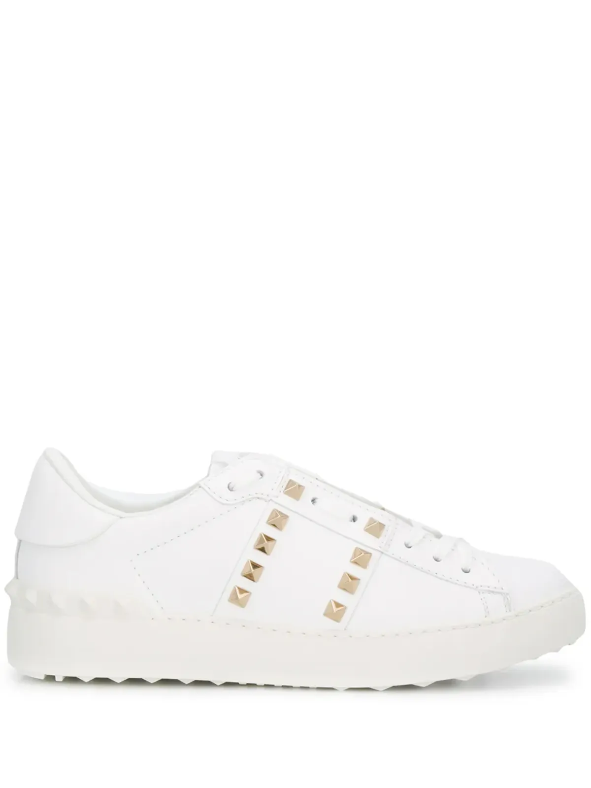 Valentino Garavani Rockstudスタッズ付きレザースニーカー（ホワイト） - 画像1