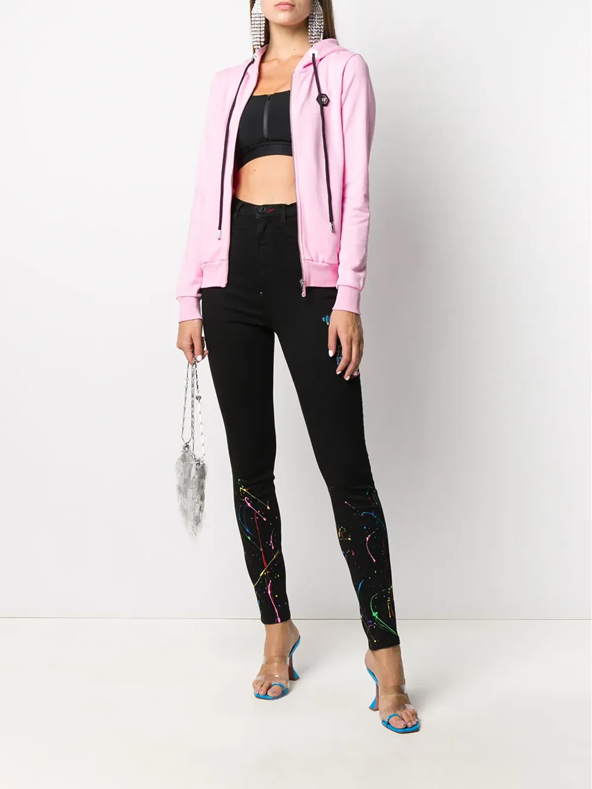 Philipp Plein クリスタルスカル装飾レギンス - 画像2