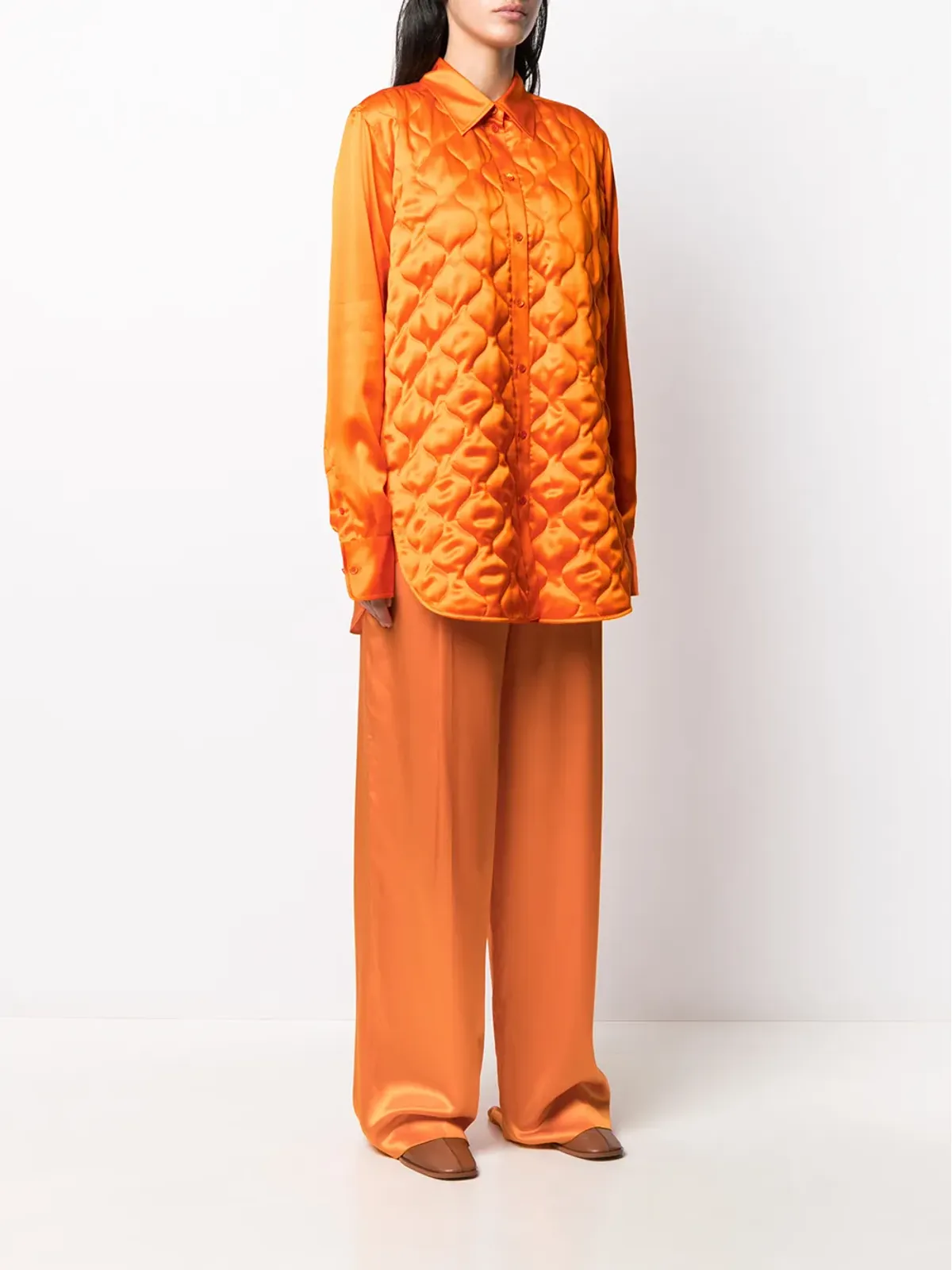 Nina Ricci キルテッド ロングライン シャツ - オレンジ - 画像3