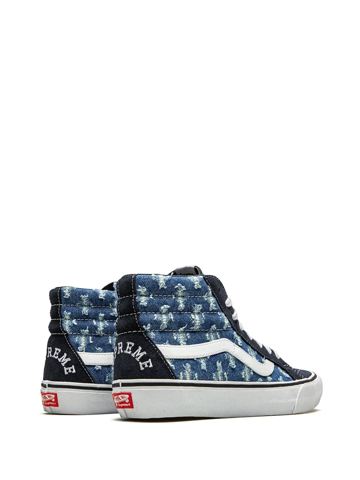 Vans x Supreme Sk8-Hi ホールパンチデニム ブルー スニーカー - 画像3