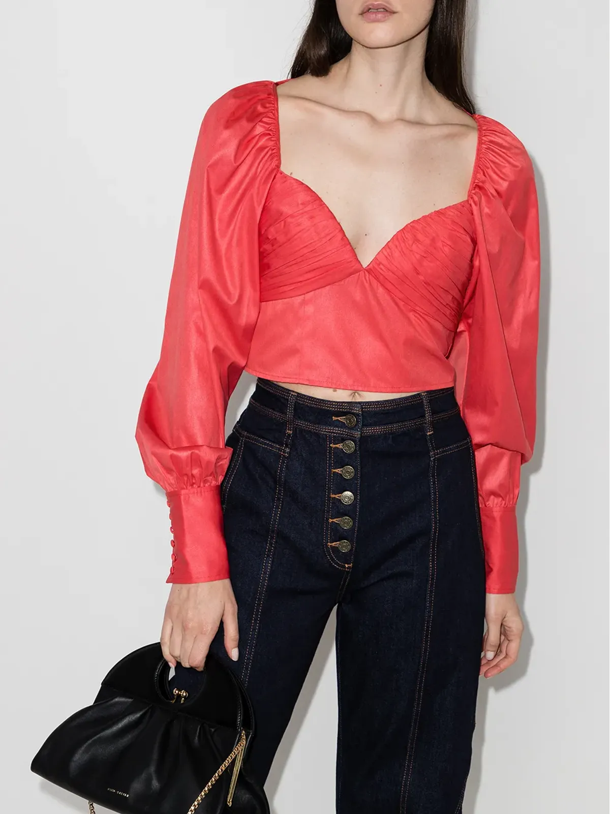 ROTATE BIRGER CHRISTENSEN 深いVネックのルシュドブラウス - 画像2