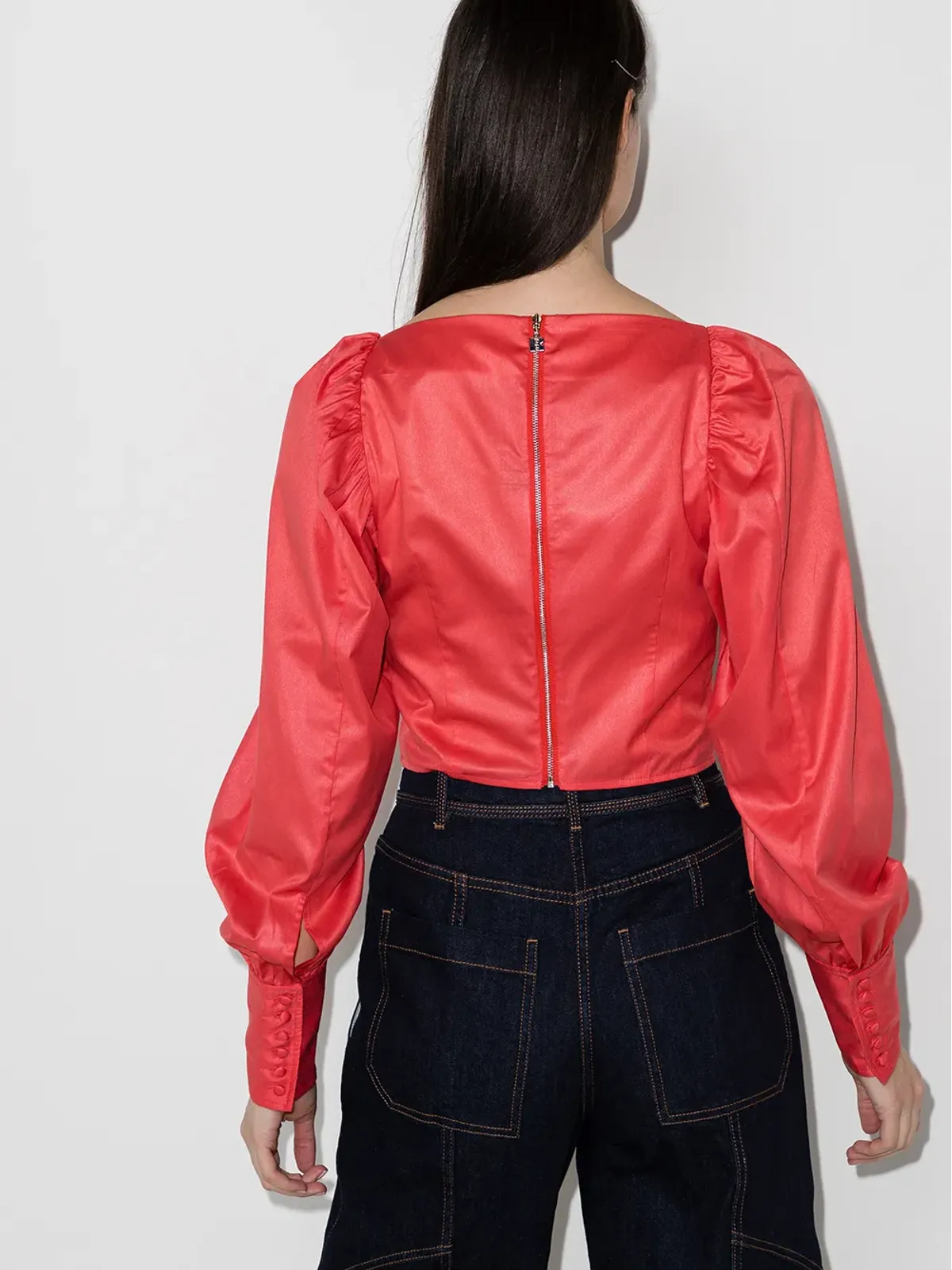 ROTATE BIRGER CHRISTENSEN 深いVネックのルシュドブラウス - 画像3