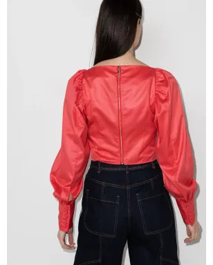 ROTATE BIRGER CHRISTENSEN 深いVネックのルシュドブラウス - サムネイル3