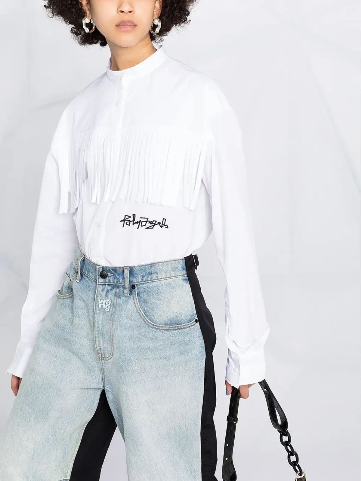 Palm Angels ロゴ刺繍フリンジシャツ - 画像5