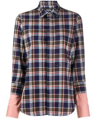 DSQUARED2 レイヤードスリーブ チェックシャツ - Blue - サムネイル1