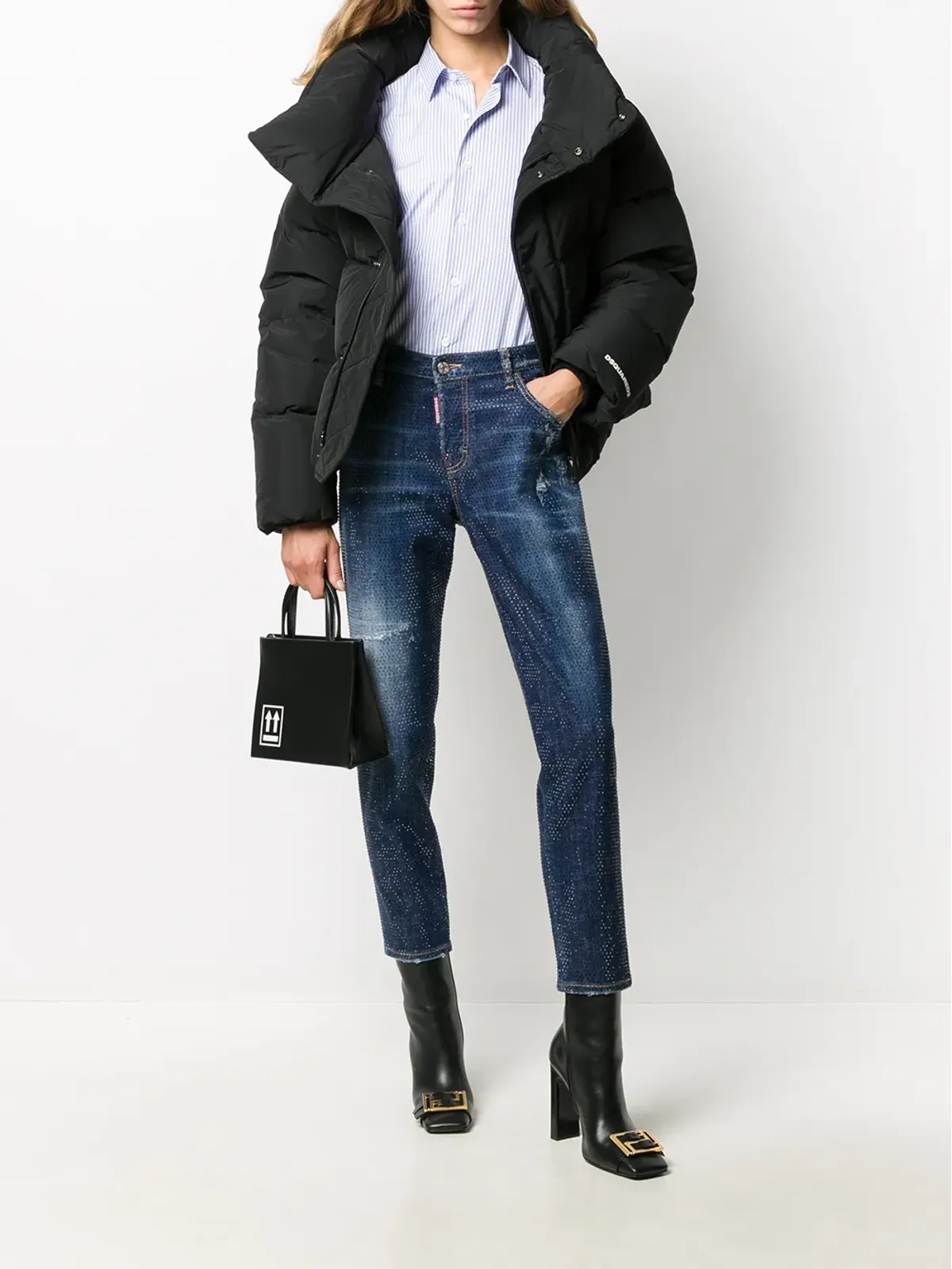 DSQUARED2 スタッズ付きクロップドスキニーフィットジーンズ - 画像2