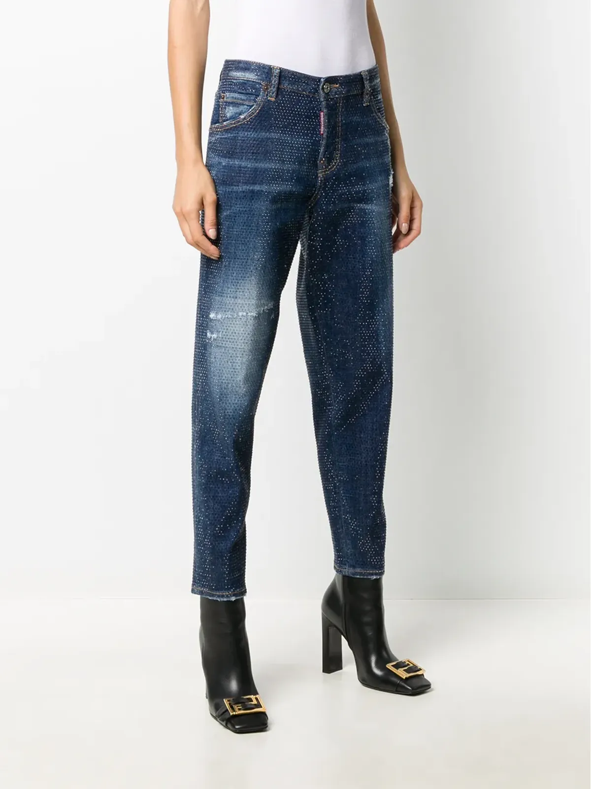 DSQUARED2 スタッズ付きクロップドスキニーフィットジーンズ - 画像3