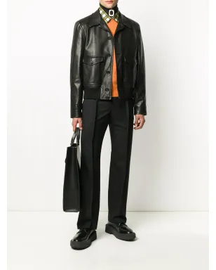 Prada スプレッドカラー レザー ジャケット - サムネイル2