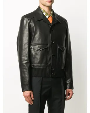 Prada スプレッドカラー レザー ジャケット - サムネイル3