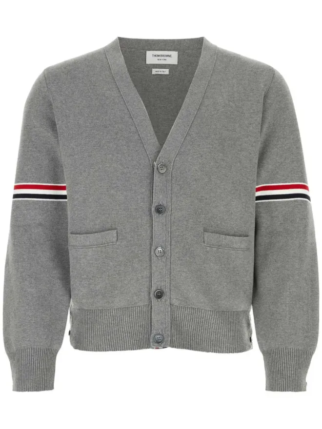 Thom Browne Thom Browne ミラノステッチストライプアームバンドカーディガン - グレーの商品画像