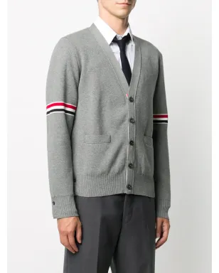 Thom Browne ミラノステッチストライプアームバンドカーディガン - グレー - サムネイル3