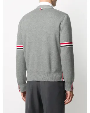 Thom Browne ミラノステッチストライプアームバンドカーディガン - グレー - サムネイル4