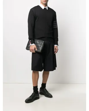 Thom Browne ブラック ファインメリノウール 4-Bar クラシック クルーネック プルオーバー - サムネイル2