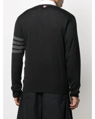 Thom Browne ブラック ファインメリノウール 4-Bar クラシック クルーネック プルオーバー - サムネイル4