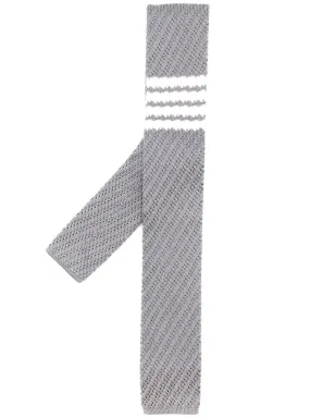 Thom Browne 4バー編みシルクタイ（グレー） - サムネイル1