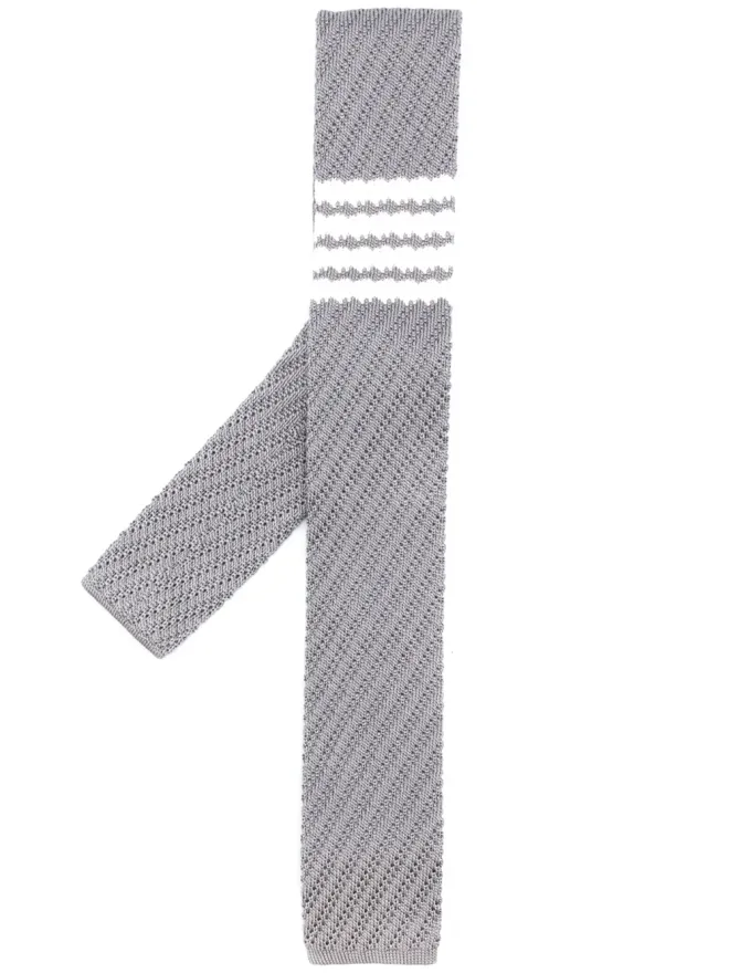 Thom Browne Thom Browne 4バー編みシルクタイ（グレー）の商品画像