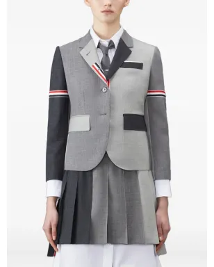 Thom Browne Fun-Mix 2ply fresco panelled blazer - Grey - サムネイル1