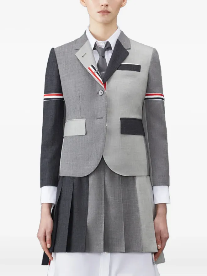 Thom Browne Thom Browne Fun-Mix 2ply fresco panelled blazer - Greyの商品画像