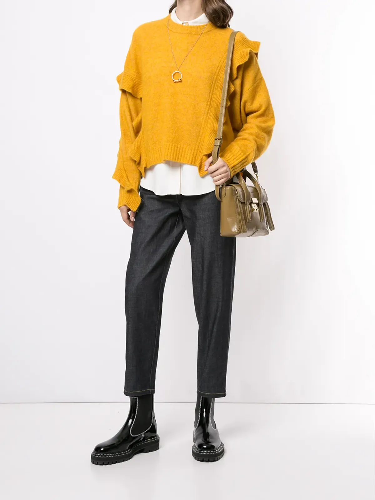 3.1 Phillip Lim クロップド丈ラッフルニット - 画像2