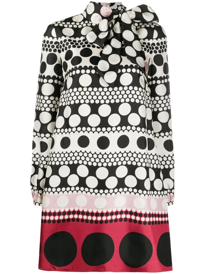 Valentino Garavani Valentino Garavani ロングスリーブ・ドット柄ワンピース - ニュートラルカラーの商品画像
