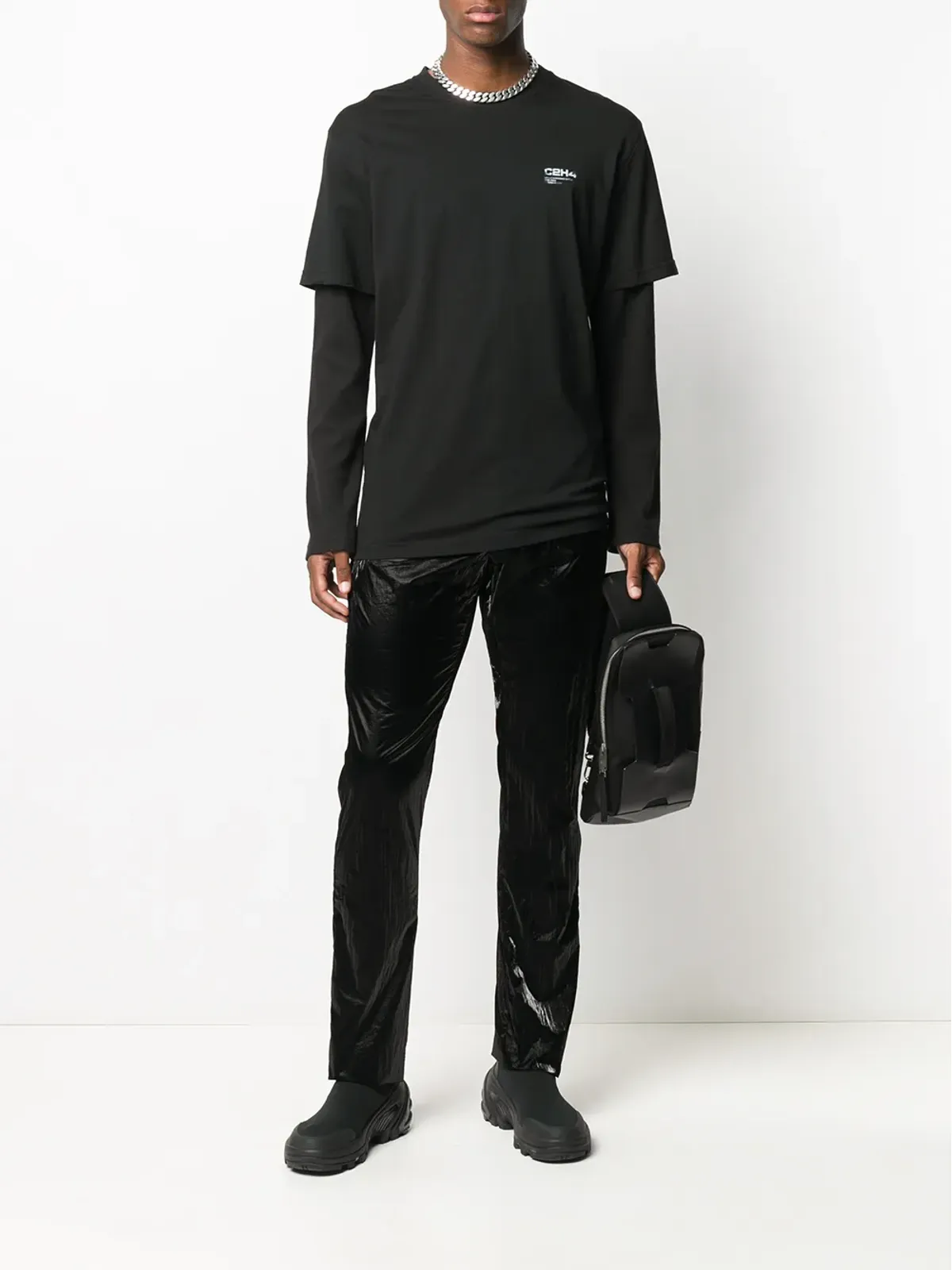 C2h4 レイヤードロゴプリントTシャツ - 画像2