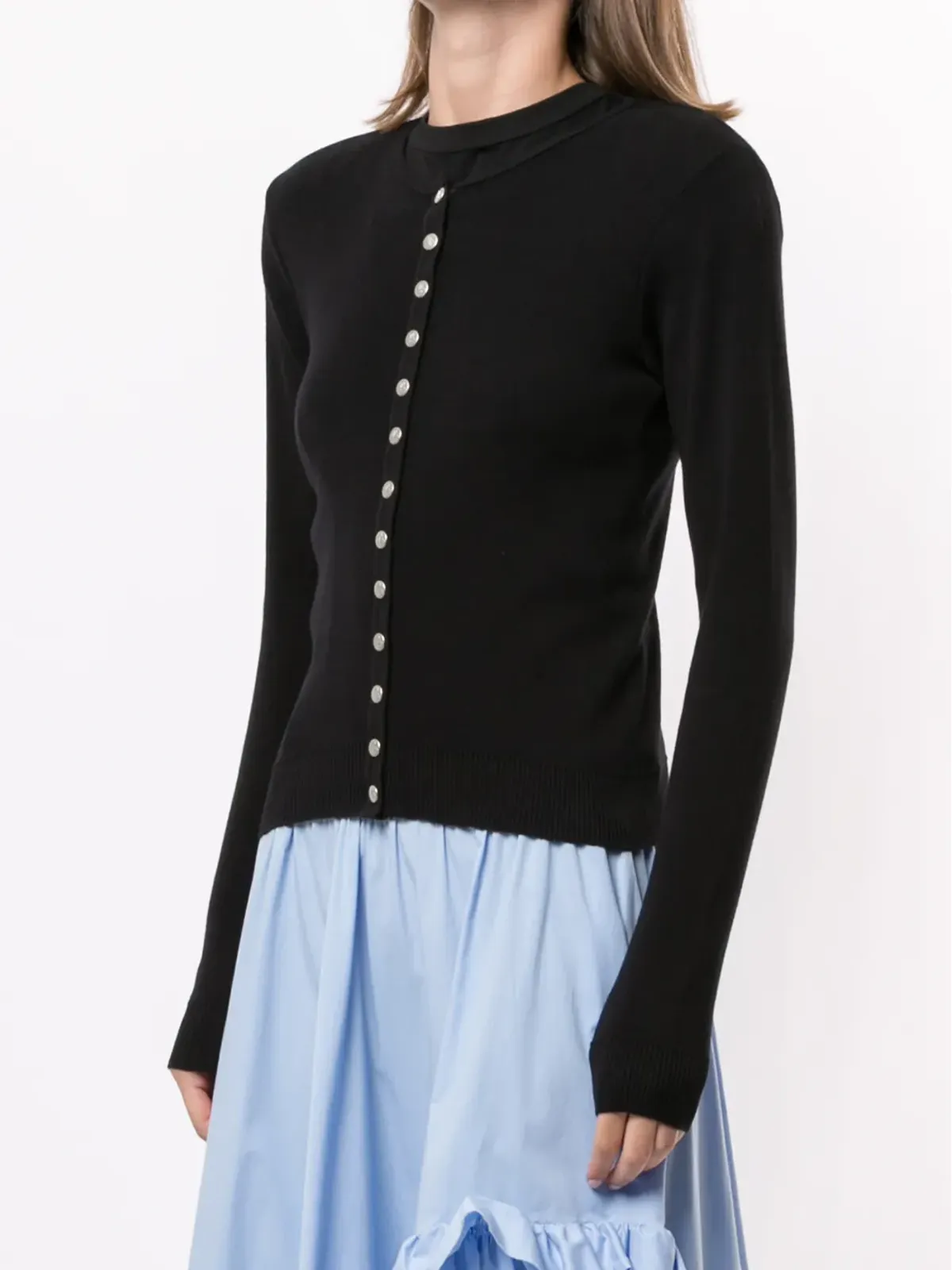 agnès b. Swing snap cardigan - Black - 画像3