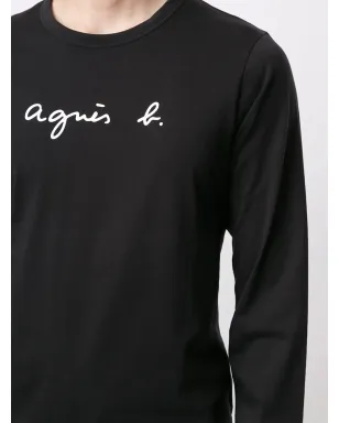 agnès b. ロゴプリント長袖Tシャツ - ブラック - サムネイル5