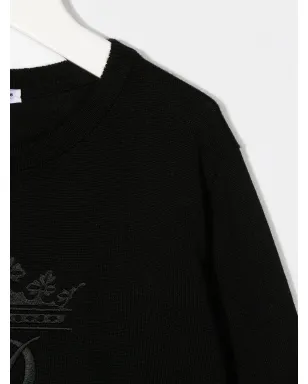 Dolce & Gabbana Kids ヘリテージ刺繍ニット - ブラック - サムネイル3