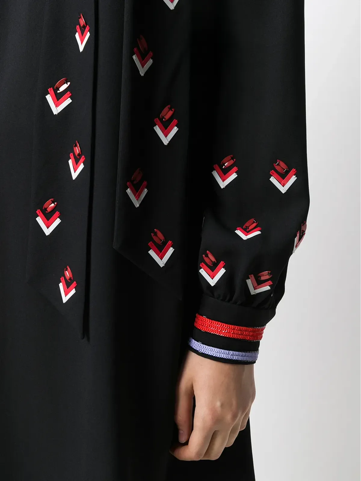 Valentino Garavani スパンコールディテール長袖ドレス ブラック - 画像5