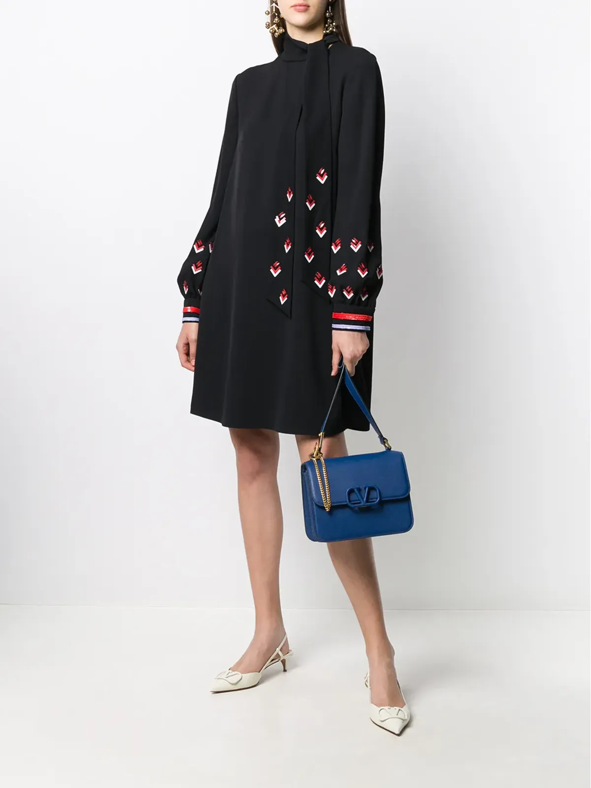 Valentino Garavani スパンコールディテール長袖ドレス ブラック - 画像2
