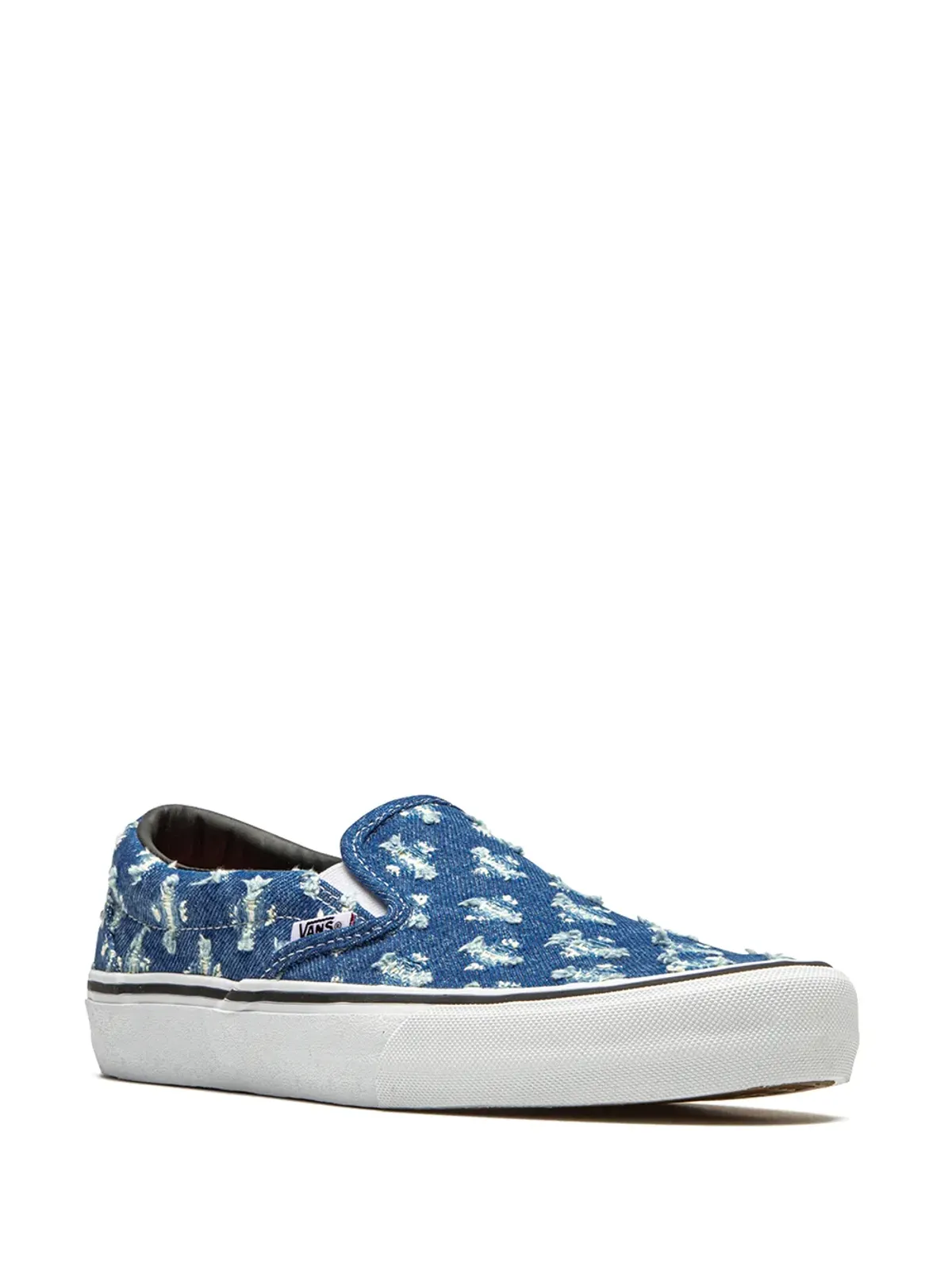 Vans x Supreme スリップオンプロ ブルーホールパンチデニムスニーカー - 画像2